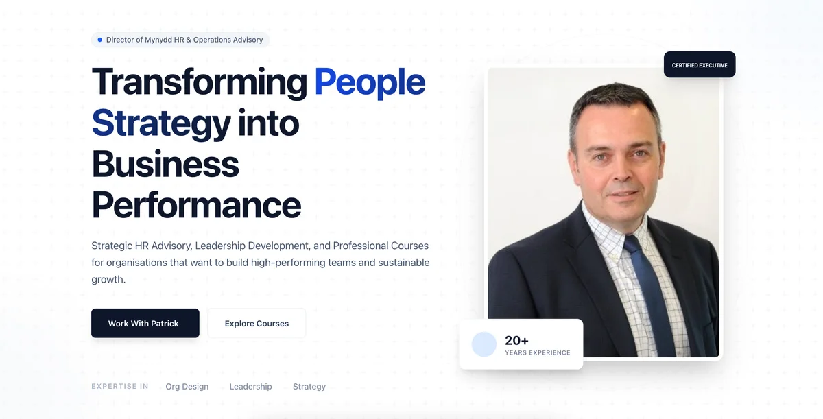 A fully branded academy landing page built on Distinction