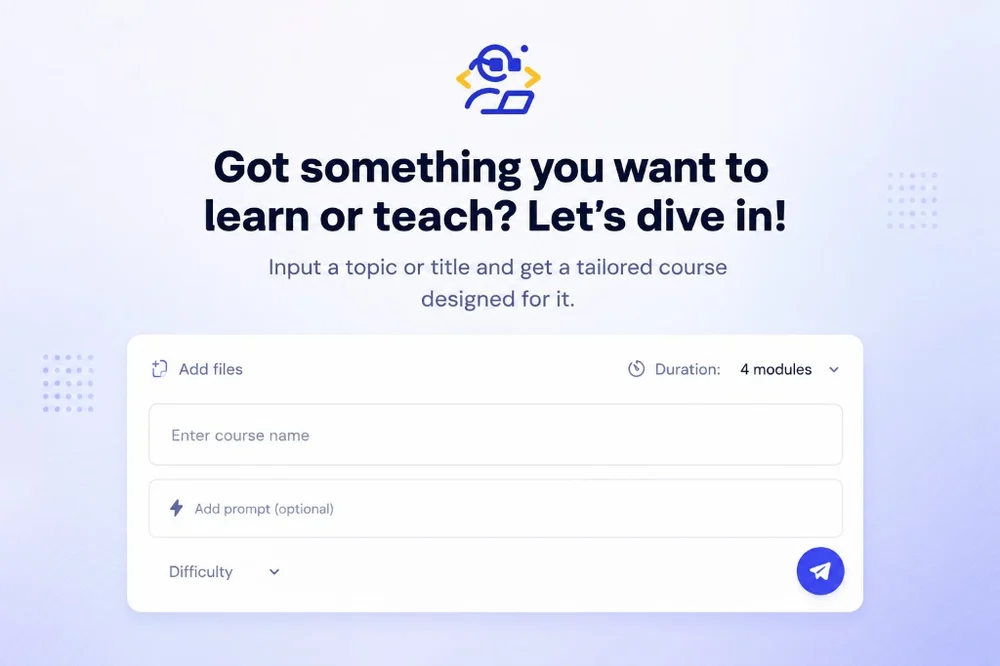 Distinction AI course generator creating a tailored course from a topic
