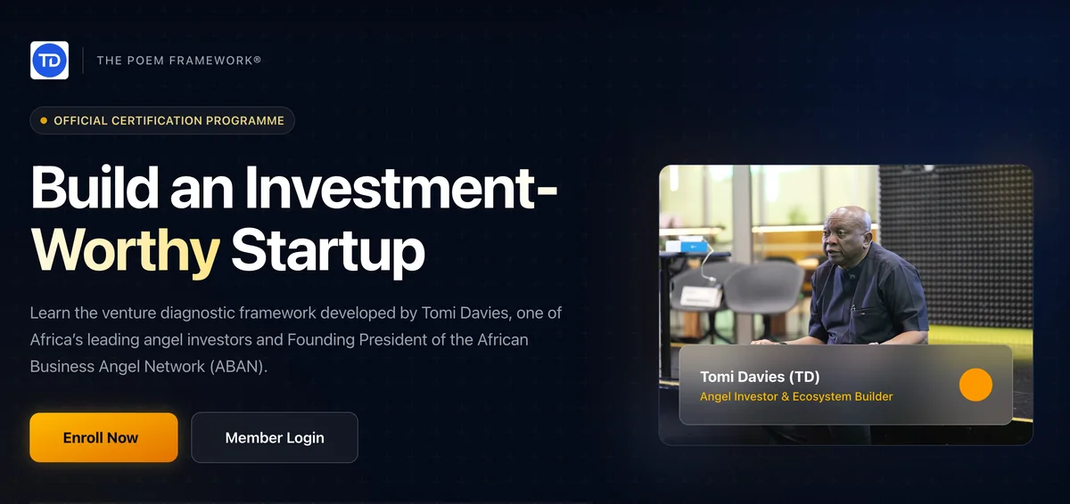 A branded course landing page selling an expert program on Distinction